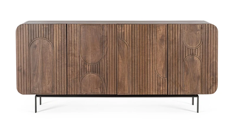 Credenza "Orissa" in legno di mango, color naturale, gambe in acciaio resistente