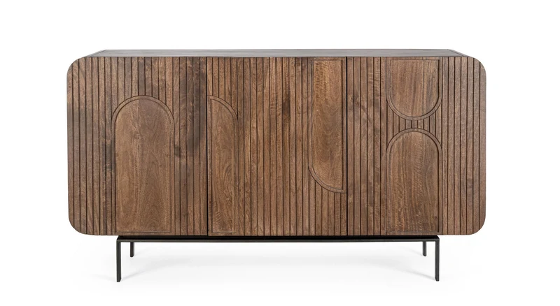 Credenza "Orissa" in legno di mango, color naturale, gambe in acciaio resistente