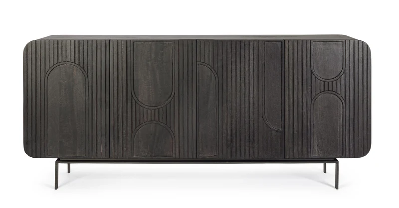 Credenza "Orissa" in legno di mango, color naturale, gambe in acciaio resistente