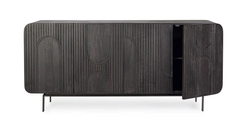Credenza "Orissa" in legno di mango, color naturale, gambe in acciaio resistente