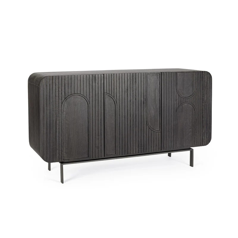 Credenza "Orissa" in legno di mango, color naturale, gambe in acciaio resistente