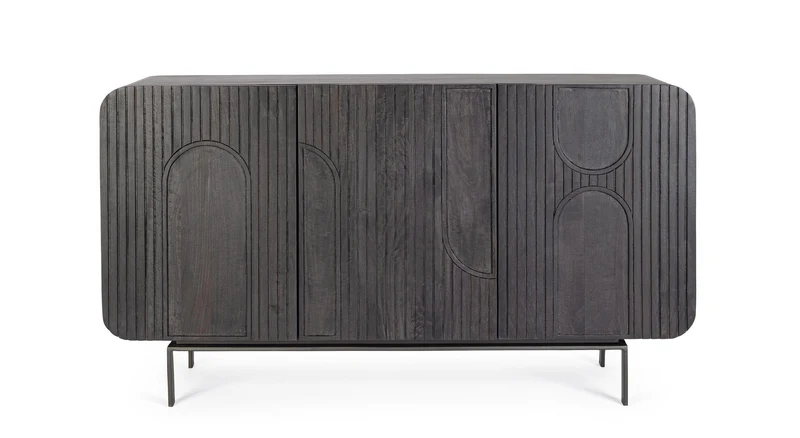 Credenza "Orissa" in legno di mango, color naturale, gambe in acciaio resistente