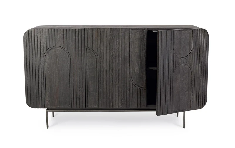 Credenza "Orissa" in legno di mango, color naturale, gambe in acciaio resistente