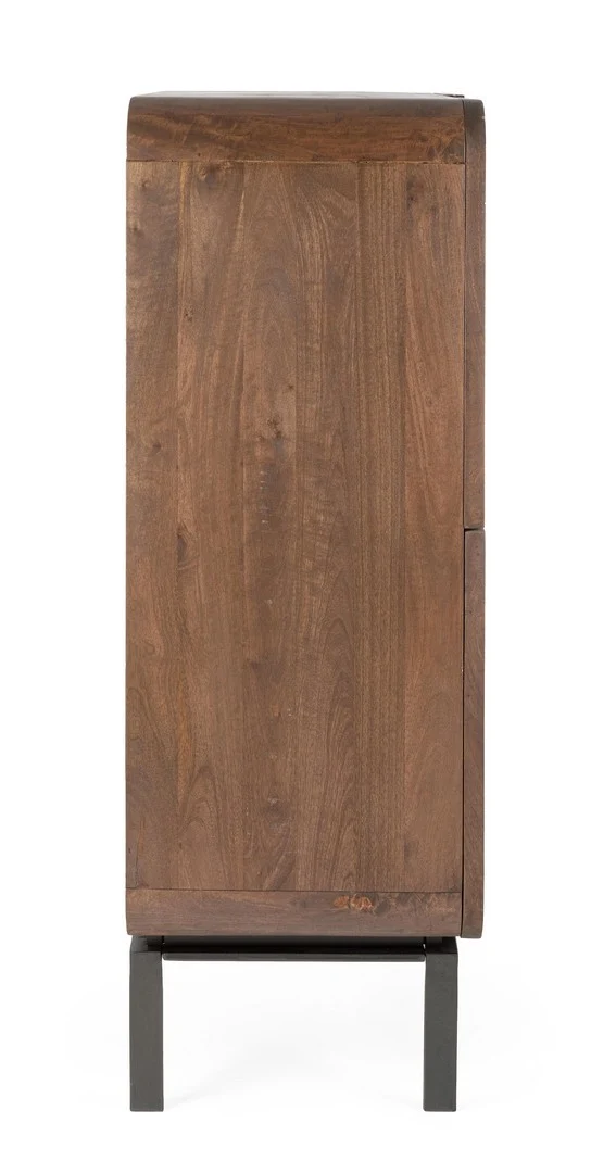 Mobile alto "Orissa" con 4 ante, in legno di mango, color naturale, 90 x 42 x 120h cm