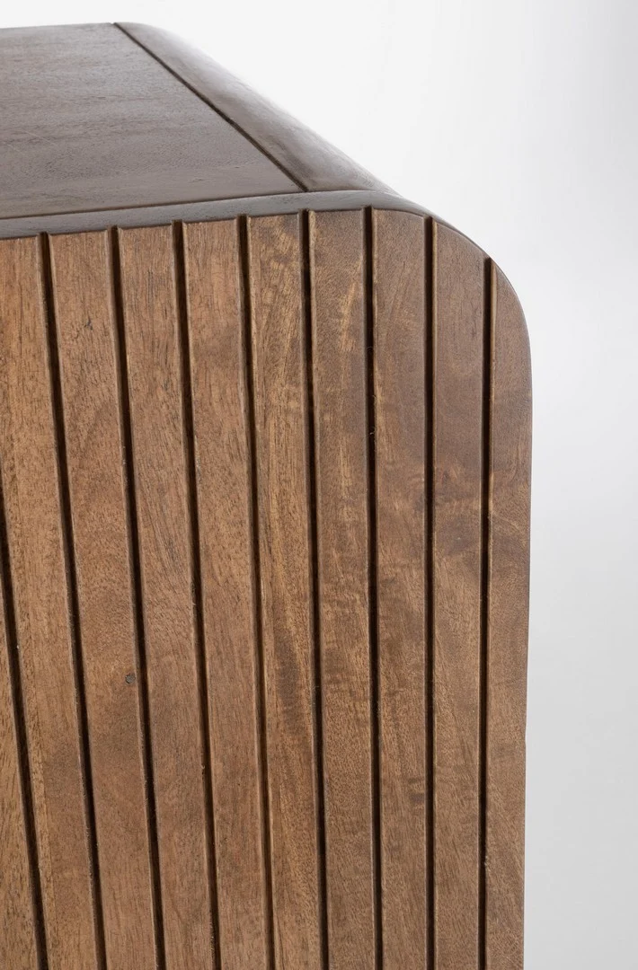 Mobile alto "Orissa" con 4 ante, in legno di mango, color naturale, 90 x 42 x 120h cm
