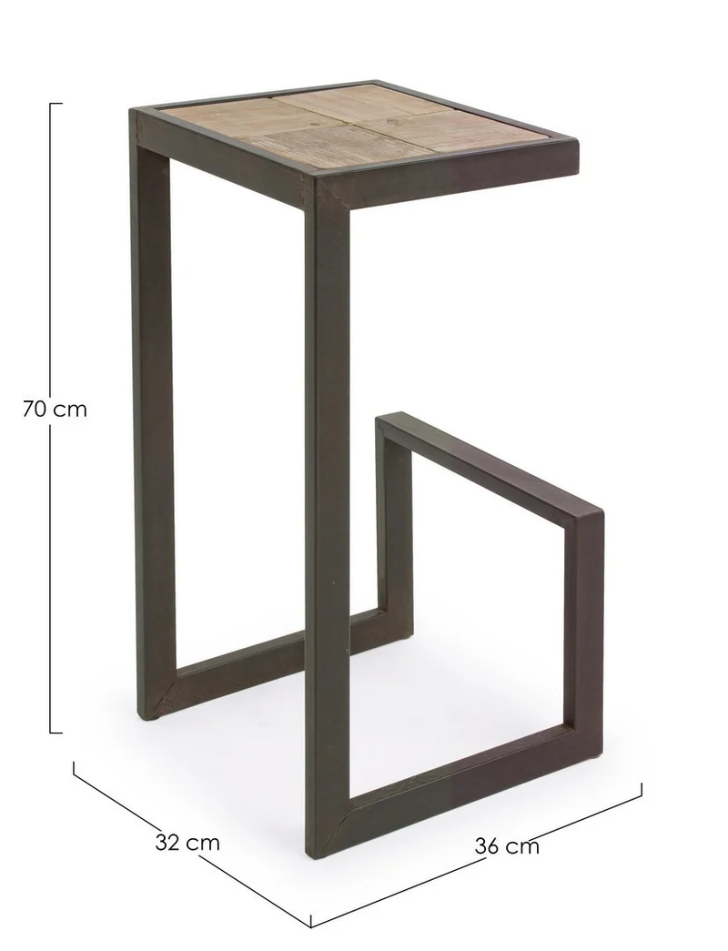 Sgabello da bar Blocks per interno, Struttura In Acciaio, 36 x 32 x 70 cm