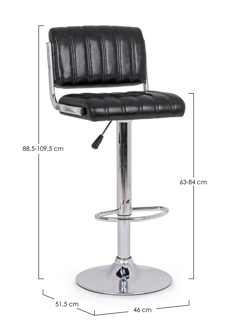 Sgabello da bar Barclay per interno, Struttura In Acciaio Cromato, 46 x 52 x 88,5/109,5 cm