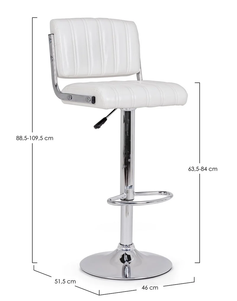 Sgabello da bar Barclay per interno, Struttura In Acciaio Cromato, 46 x 52 x 88,5/109,5 cm