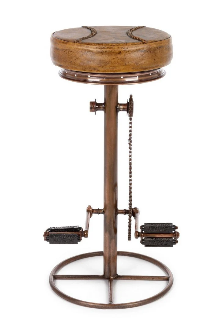 Sgabello da bar Cycle per interno, Struttura In Acciaio Con Finitura Oro, 42 x 42 x 80 cm