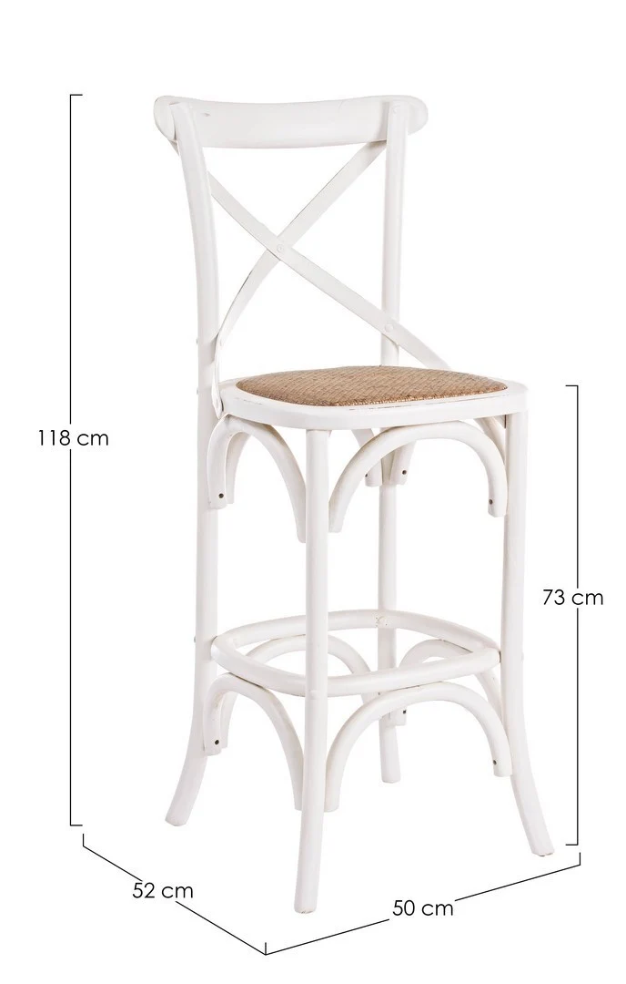 Sgabello da bar Cross per interno, Struttura In Legno Di Olmo, 50 x 52 x 118 cm