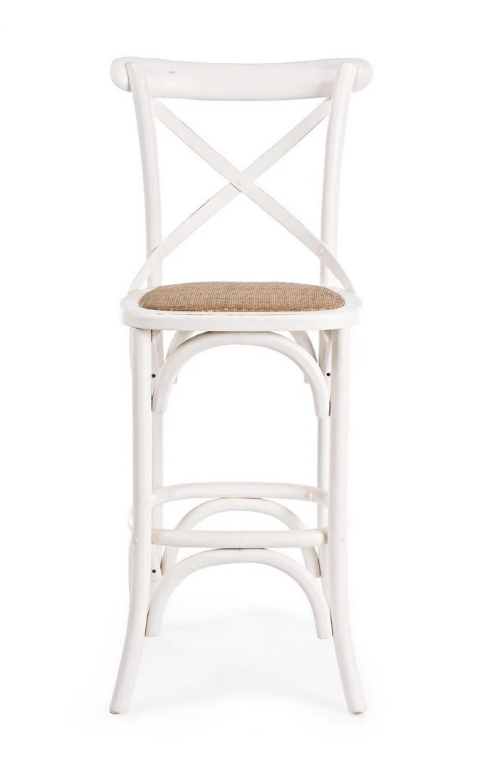 Sgabello da bar Cross per interno, Struttura In Legno Di Olmo, 50 x 52 x 118 cm