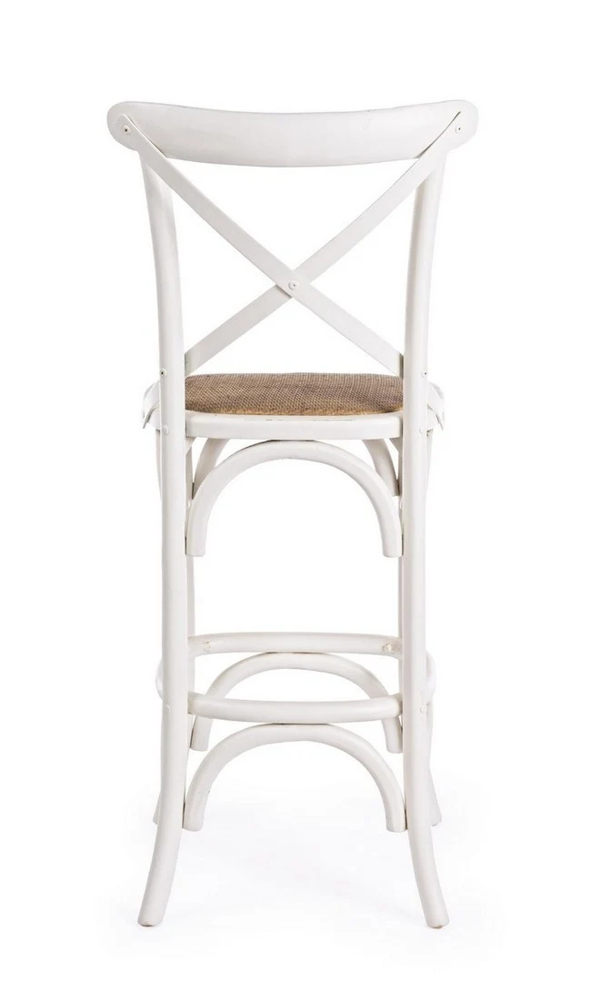 Sgabello da bar Cross per interno, Struttura In Legno Di Olmo, 50 x 52 x 118 cm