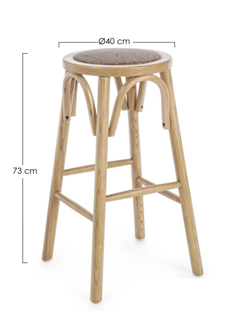Sgabello da bar Circle per interno, Struttura In Legno Di Olmo, 40 x x 40 x 73 cm