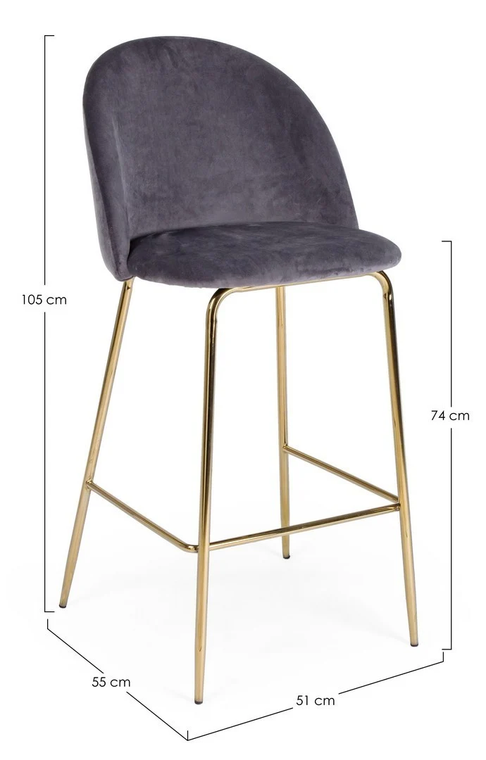Sgabello da bar Carry per interno, Struttura In Acciaio E Compensato, 38 x x 38 x 75 cm