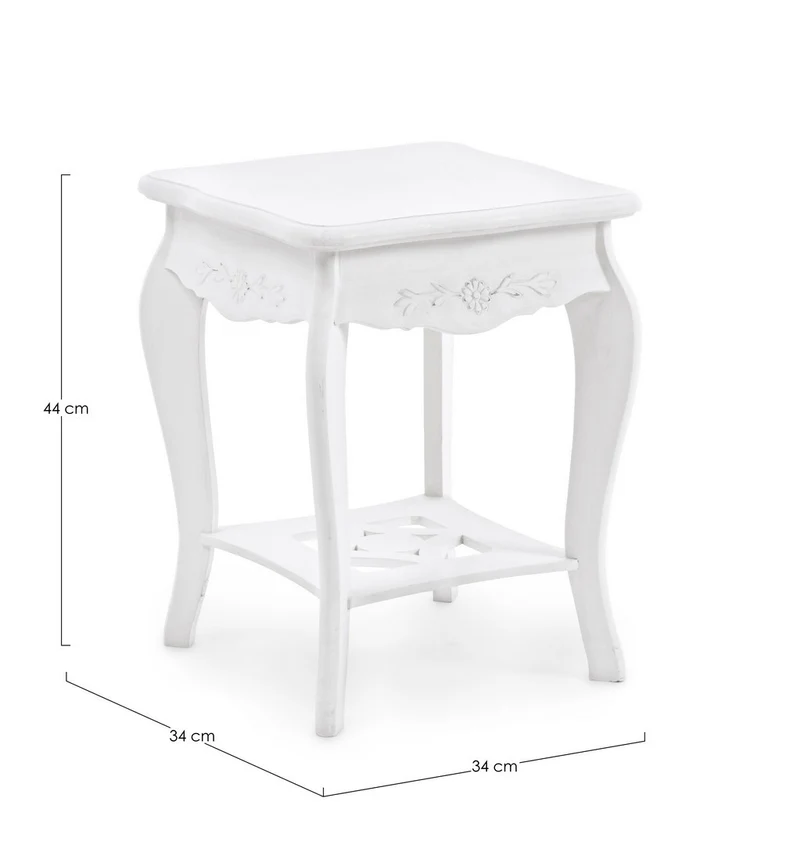 Sgabello per interno "Daisy" Mdf,Verniciatura A Base D'Acqua, Maniglie In Alluminio, 34 x 34 x 44 h cm