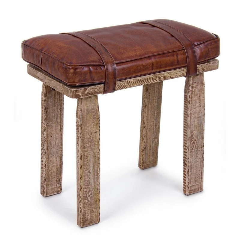 Sgabello per interno "Charleston" Struttura In Legno Di Mango, 54 x 30 x 53 h cm