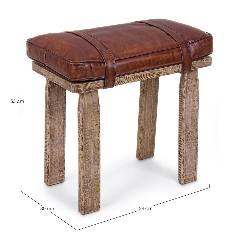 Sgabello per interno "Charleston" Struttura In Legno Di Mango, 54 x 30 x 53 h cm