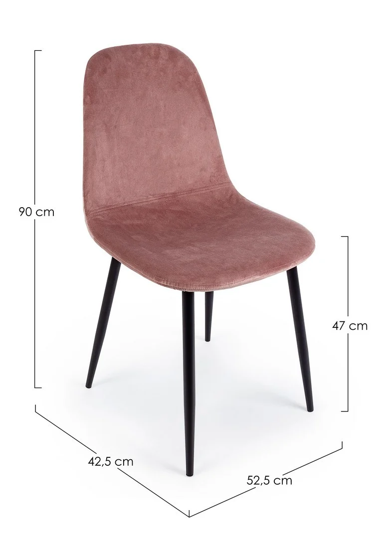 Sedia "Irelia" con struttura seduta e schienale in velluto, per arredo interno 52,5 x 42,5 x h 90 cm