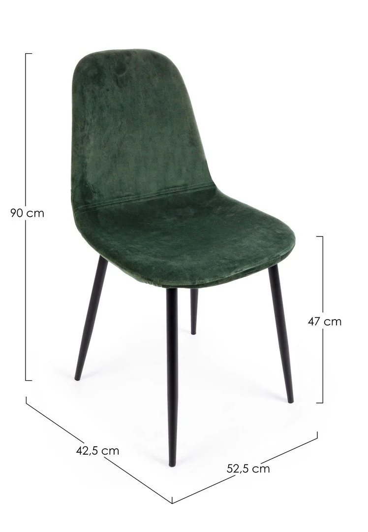 Sedia "Irelia" con struttura seduta e schienale in velluto, per arredo interno 52,5 x 42,5 x h 90 cm