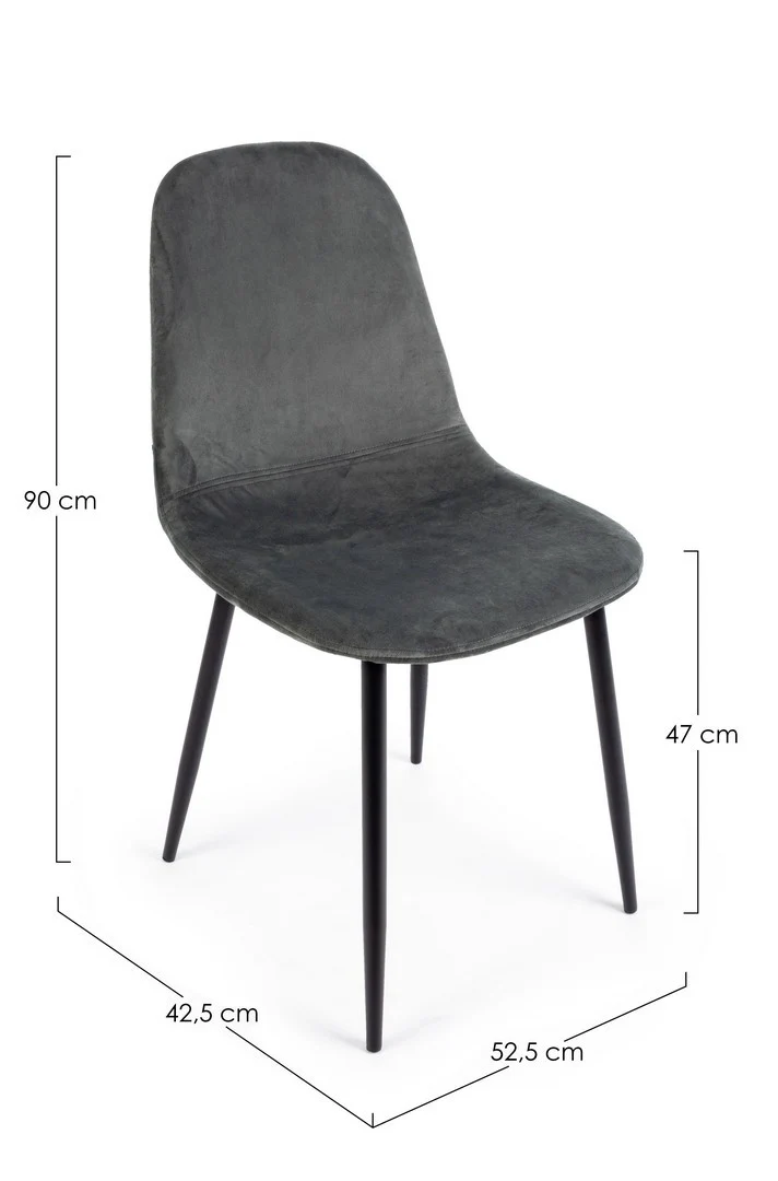 Sedia "Irelia" con struttura seduta e schienale in velluto, per arredo interno 52,5 x 42,5 x h 90 cm