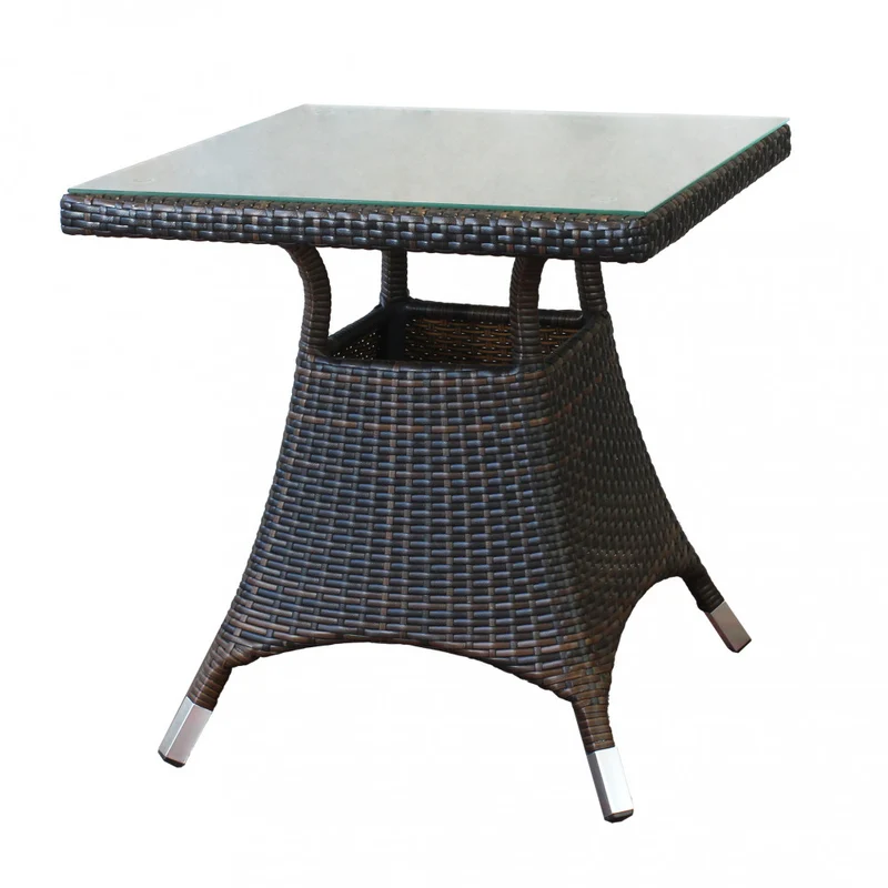 TAVOLO PARIGI MARRONE 90 X 90 C/VETRO