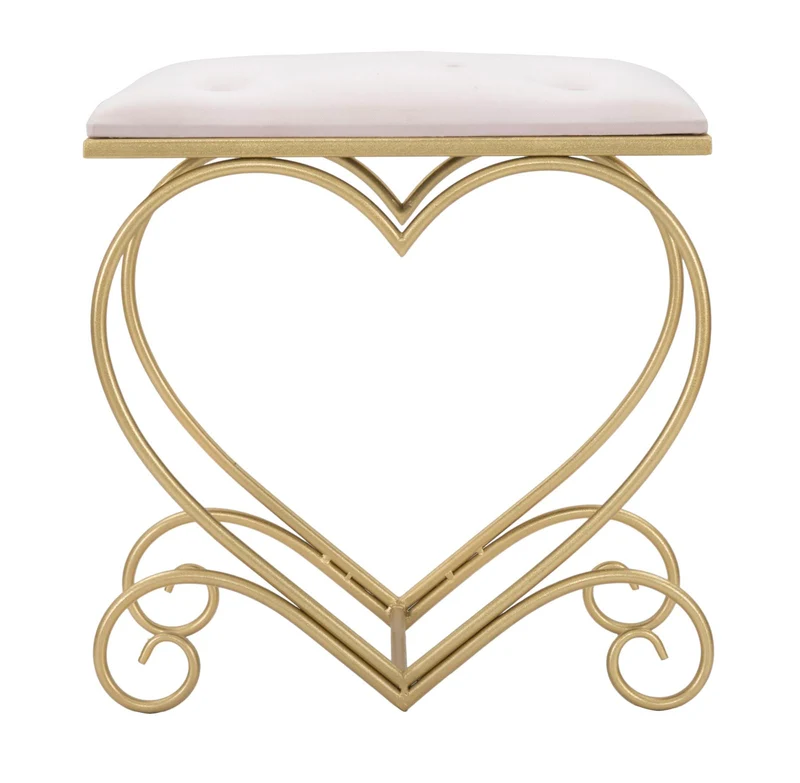 Sgabello "Heart" in poliestere struttura in metallo color oro per interni
