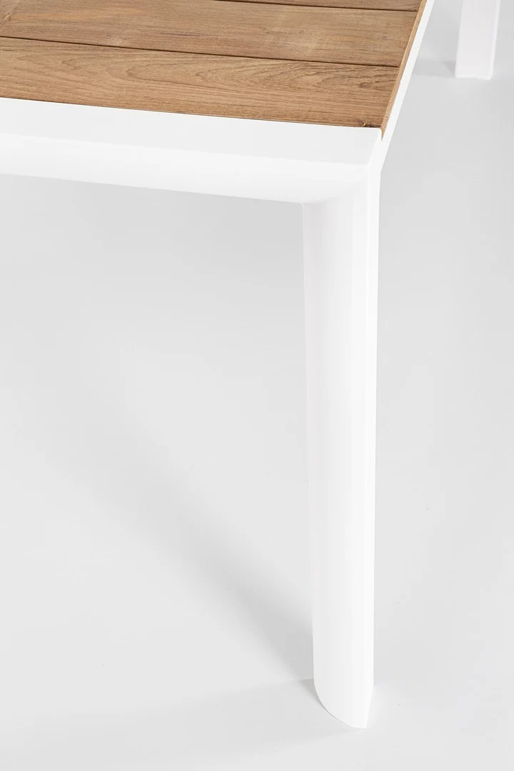 Tavolo fisso "Cameron" con struttura in alluminio, piano in teak 180 x 90 cm