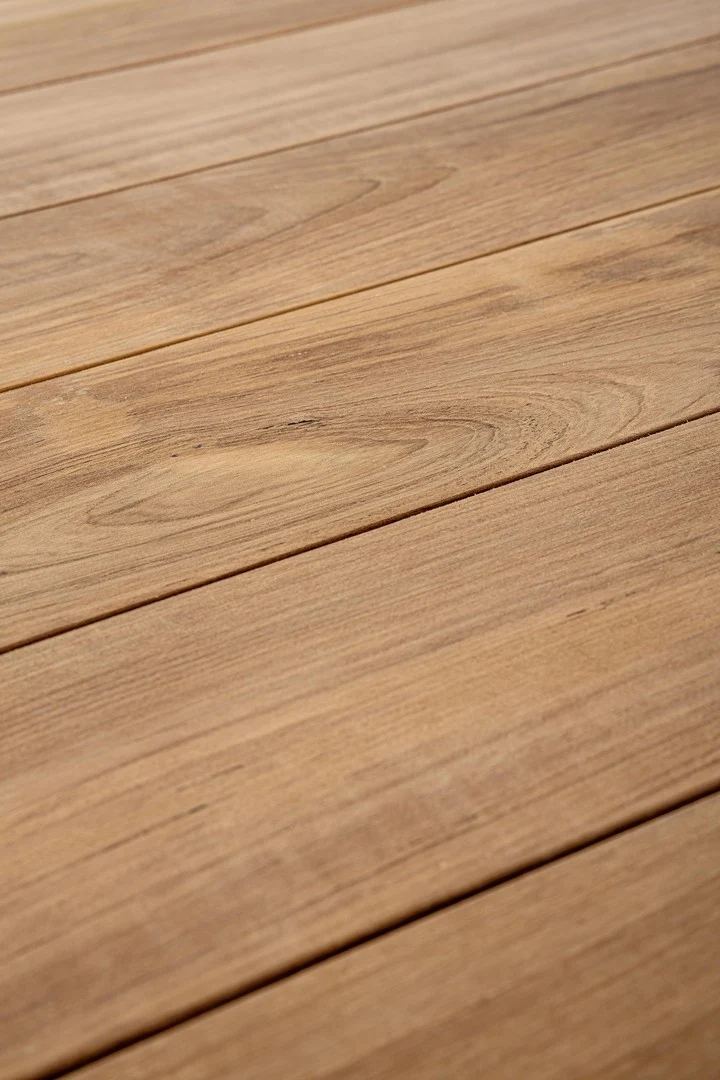 Tavolo fisso "Cameron" con struttura in alluminio, piano in teak 180 x 90 cm