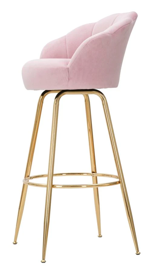 Sgabello da bar "Vienna" in tessuto gambe in metallo color oro per interni
