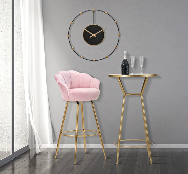 Sgabello da bar "Vienna" in tessuto gambe in metallo color oro per interni