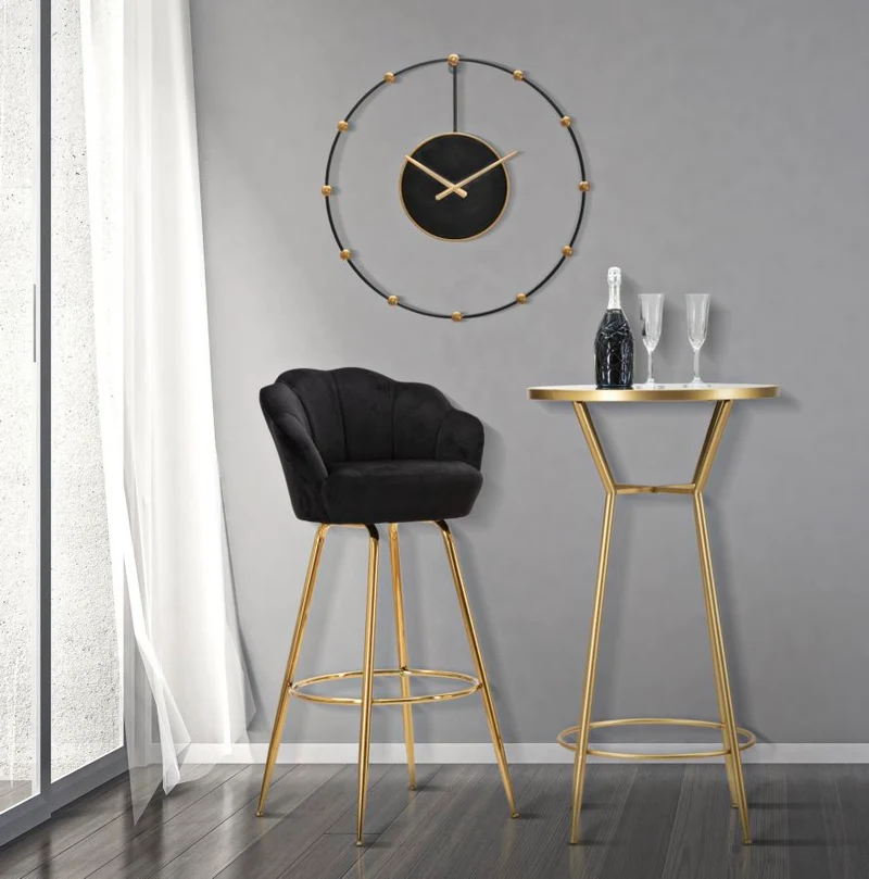 Sgabello da bar "Vienna" in tessuto gambe in metallo color oro per interni