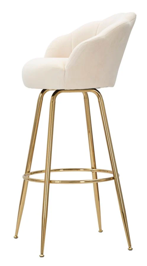 Sgabello da bar "Vienna" in tessuto gambe in metallo color oro per interni
