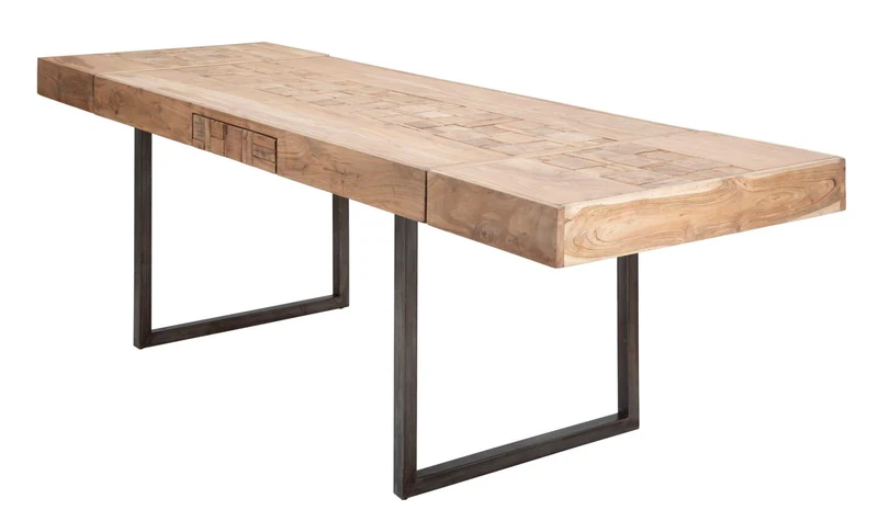 Tavolo "Mumbai" allungabile in legno di acacia per cucina e soggiorno 160/240 x 90 cm