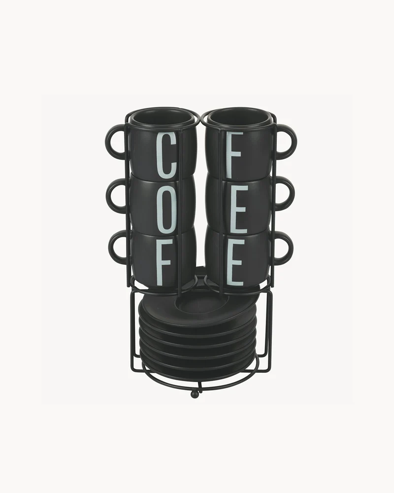 Set 6 tazzine da caffè con piattino in gres Bigismore