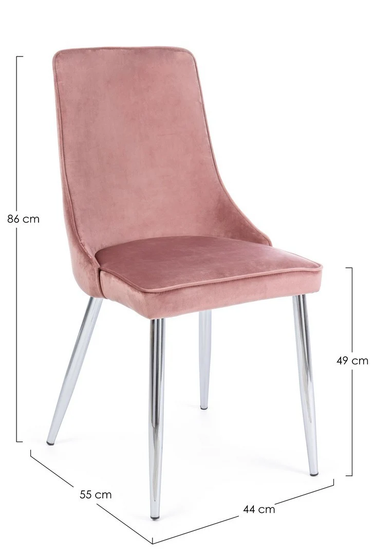 Sedia "Corinna" con gambe in tubolare di acciaio cromato, per arredo interno 44 x 55 x h 86 cm