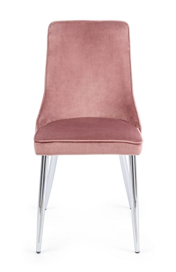 Sedia "Corinna" con gambe in tubolare di acciaio cromato, per arredo interno 44 x 55 x h 86 cm
