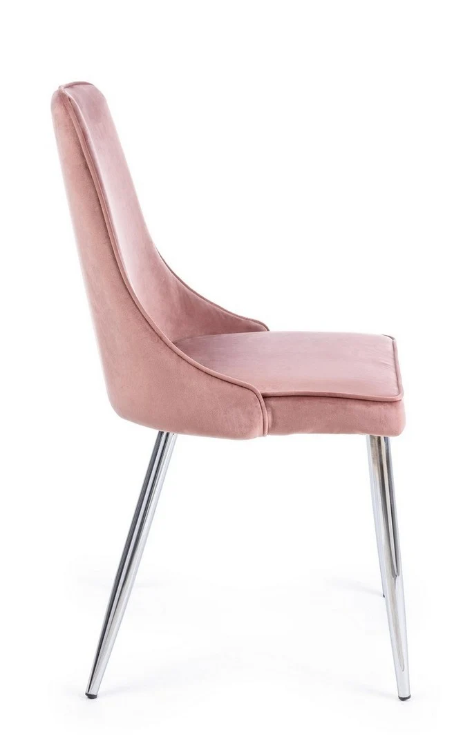 Sedia "Corinna" con gambe in tubolare di acciaio cromato, per arredo interno 44 x 55 x h 86 cm