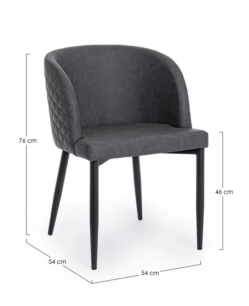 Sedia "Chris" con gambe in acciaio verniciato a polvere, per arredo interno 54 x 54 x h 76 cm