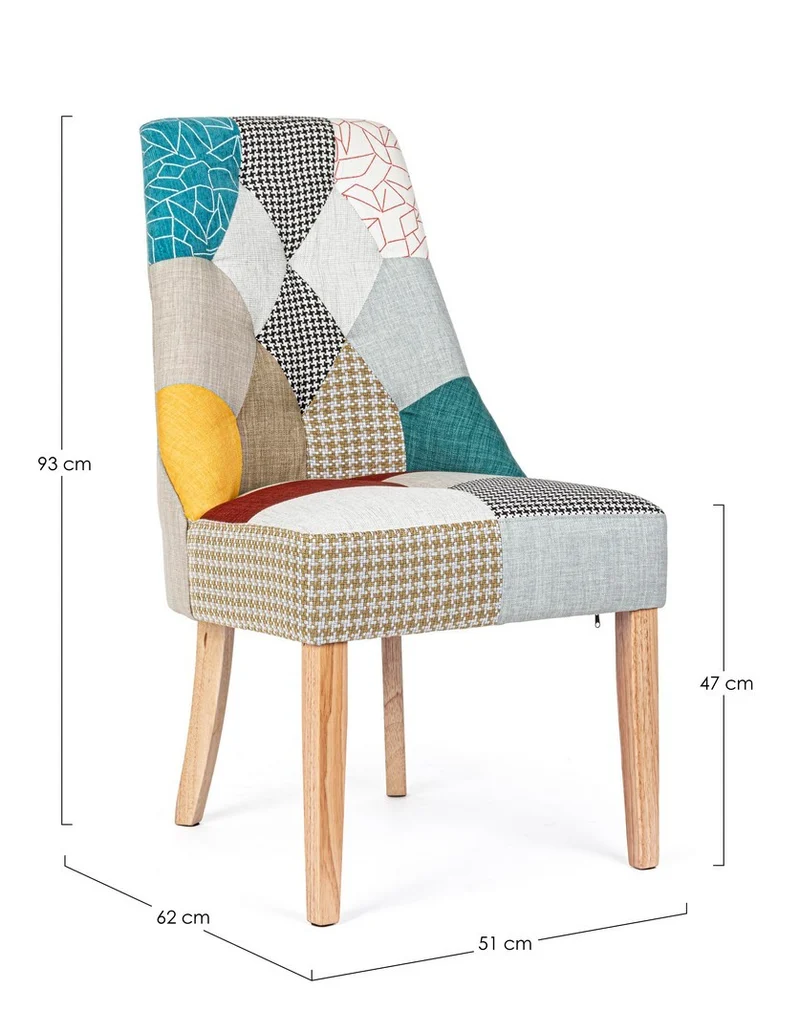 Sedia "Galatea" con struttura in legno di pino e compensato, per arredo interno 51 x 62 x h 93 cm