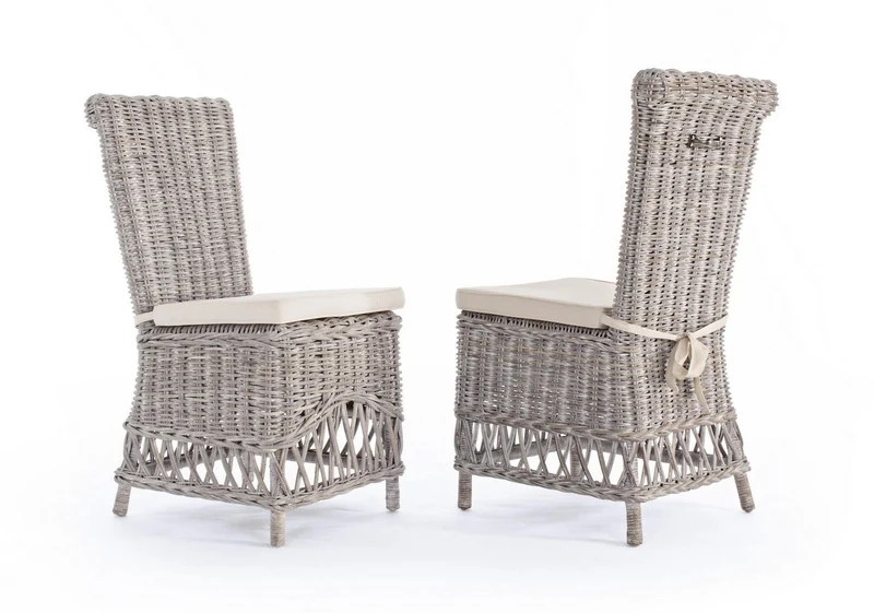 Sedia "Warna" con struttura in rattan, per arredo interno 47 x 55 x h 100 cm