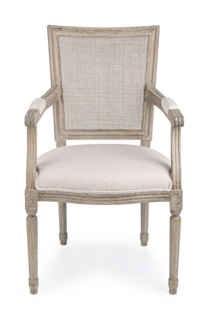 Sedia "Liliane" con struttura in legno di frassino, per arredo interno con braccioli, 58 x 67 x h 96 cm