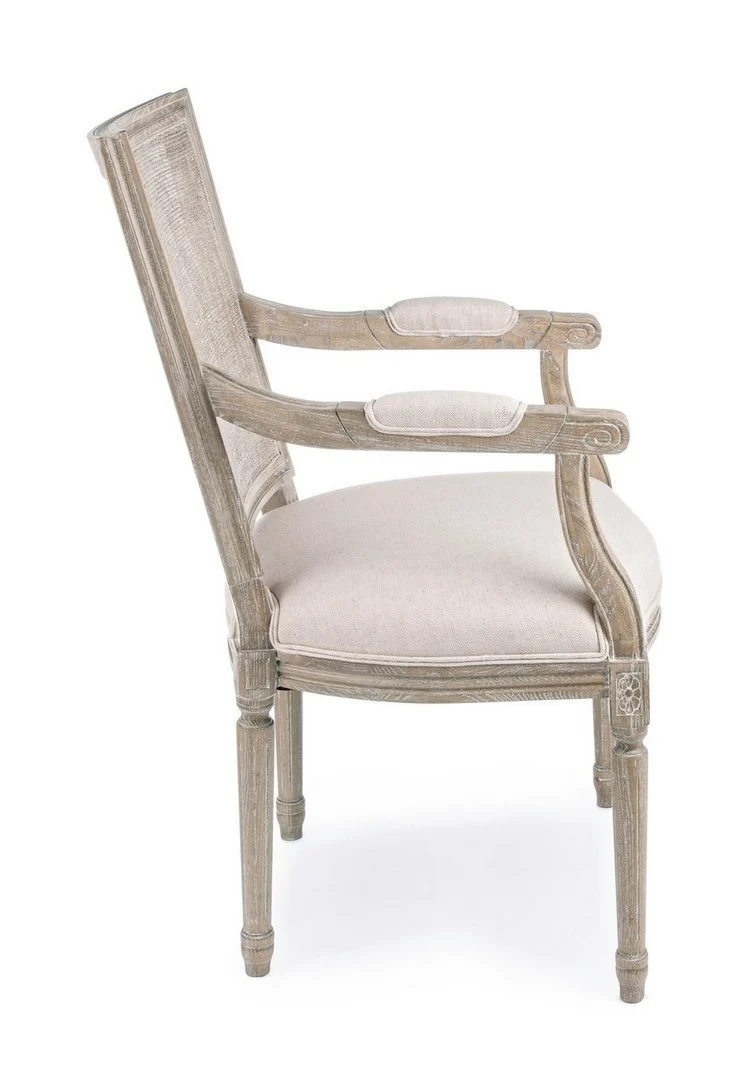 Sedia "Liliane" con struttura in legno di frassino, per arredo interno con braccioli, 58 x 67 x h 96 cm