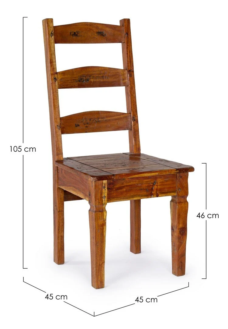 Sedia "Chateaux" con legno d'acacia indiano massiccio, per arredo interno 45 x 45 x h 105 cm