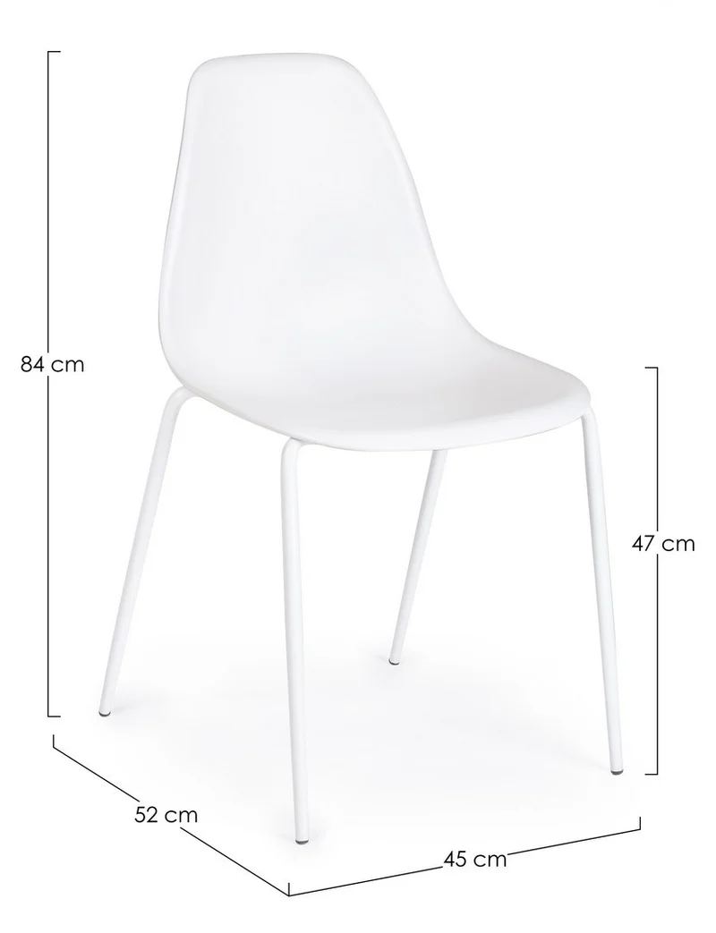 Sedia "Iris" con gambe in tubolare di acciaio verniciato a polvere, per arredo interno 45 x 52 x h 84 cm