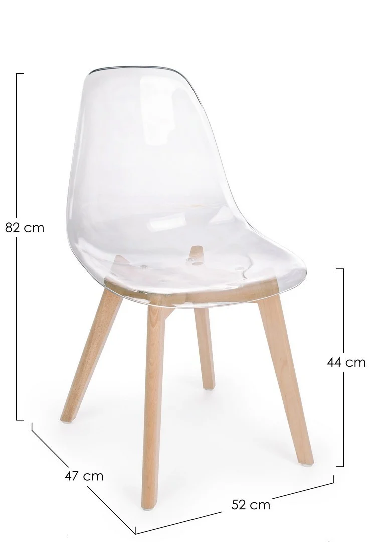 Sedia "Easy" con seduta e schienale in policarbonato, per arredo interno 52 x 47 x h 82 cm