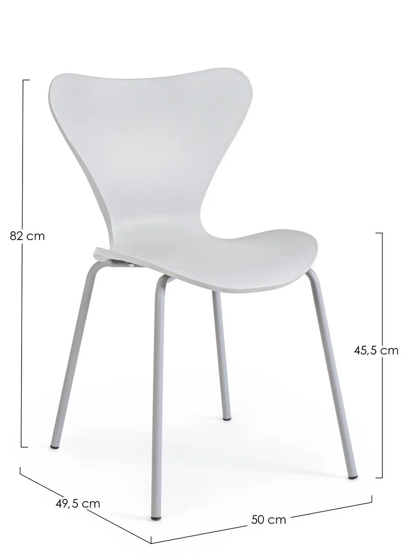 Sedia "Tessa" con gambe in acciaio verniciato a polvere epossidica, per arredo interno 50 x 49,5 x h 82 cm