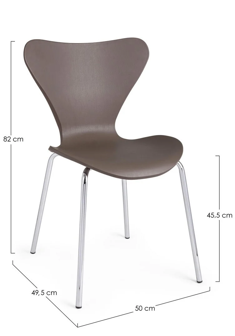 Sedia "Tessa" con gambe in acciaio verniciato a polvere epossidica, per arredo interno 50 x 49,5 x h 82 cm