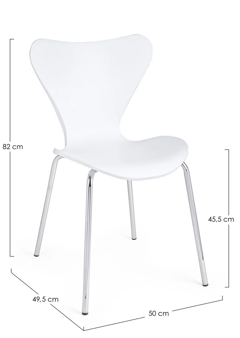 Sedia "Tessa" con gambe in acciaio verniciato a polvere epossidica, per arredo interno 50 x 49,5 x h 82 cm