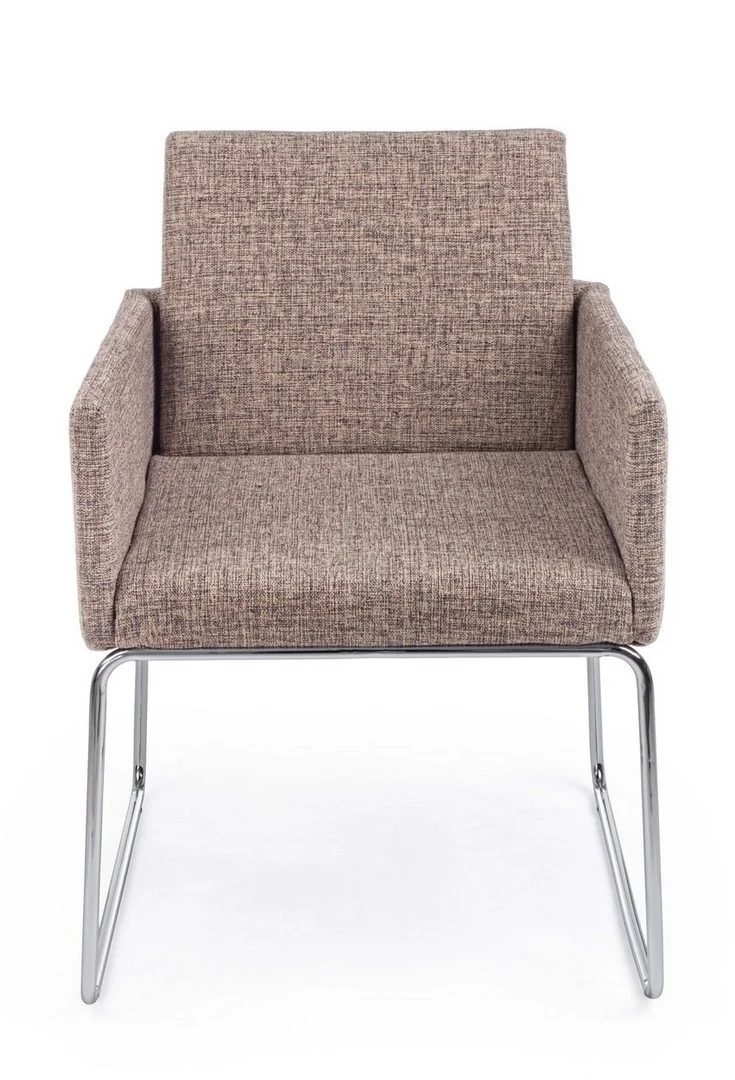 Sedia "Sixty Text" con struttura in acciaio e compensato, per arredo interno con braccioli, 60 x 54 x h 80,5 cm