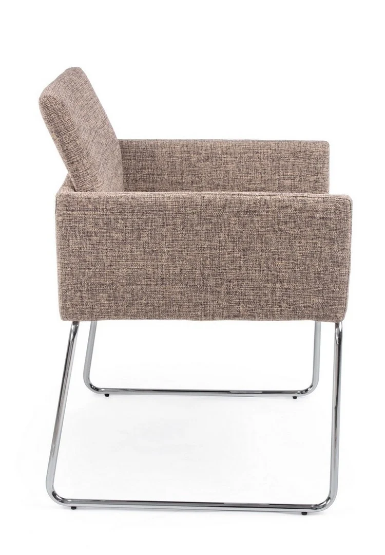 Sedia "Sixty Text" con struttura in acciaio e compensato, per arredo interno con braccioli, 60 x 54 x h 80,5 cm